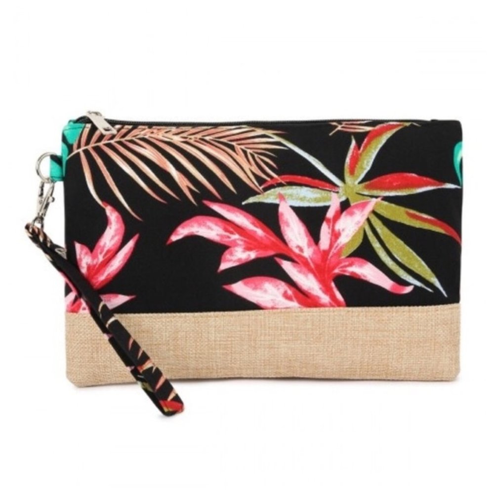 Black Tropical Clutch Bag